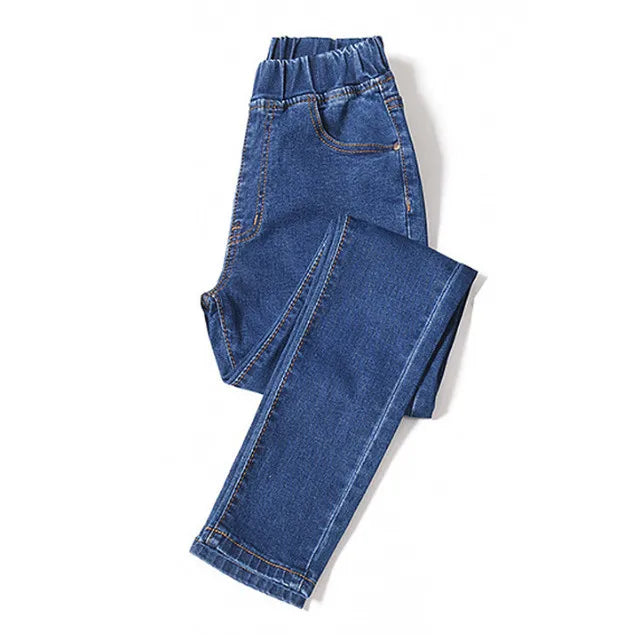 Women's Curvy Skinny Jeans - High Stretch Tummy Control Elastic Waist Mom Denim Pants