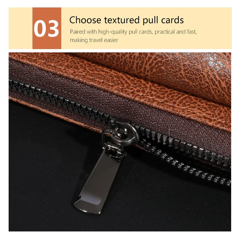 Men's PU Leather Zipper Wallet – Large Capacity Clutch Bag with Phone Holder, Card Slots & Coin Pocket