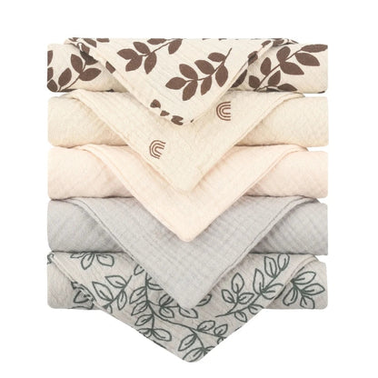 5PCS Baby Cotton Gauze Towels - Soft Absorbent Face Cloths for Bathing, Feeding & Daily Care