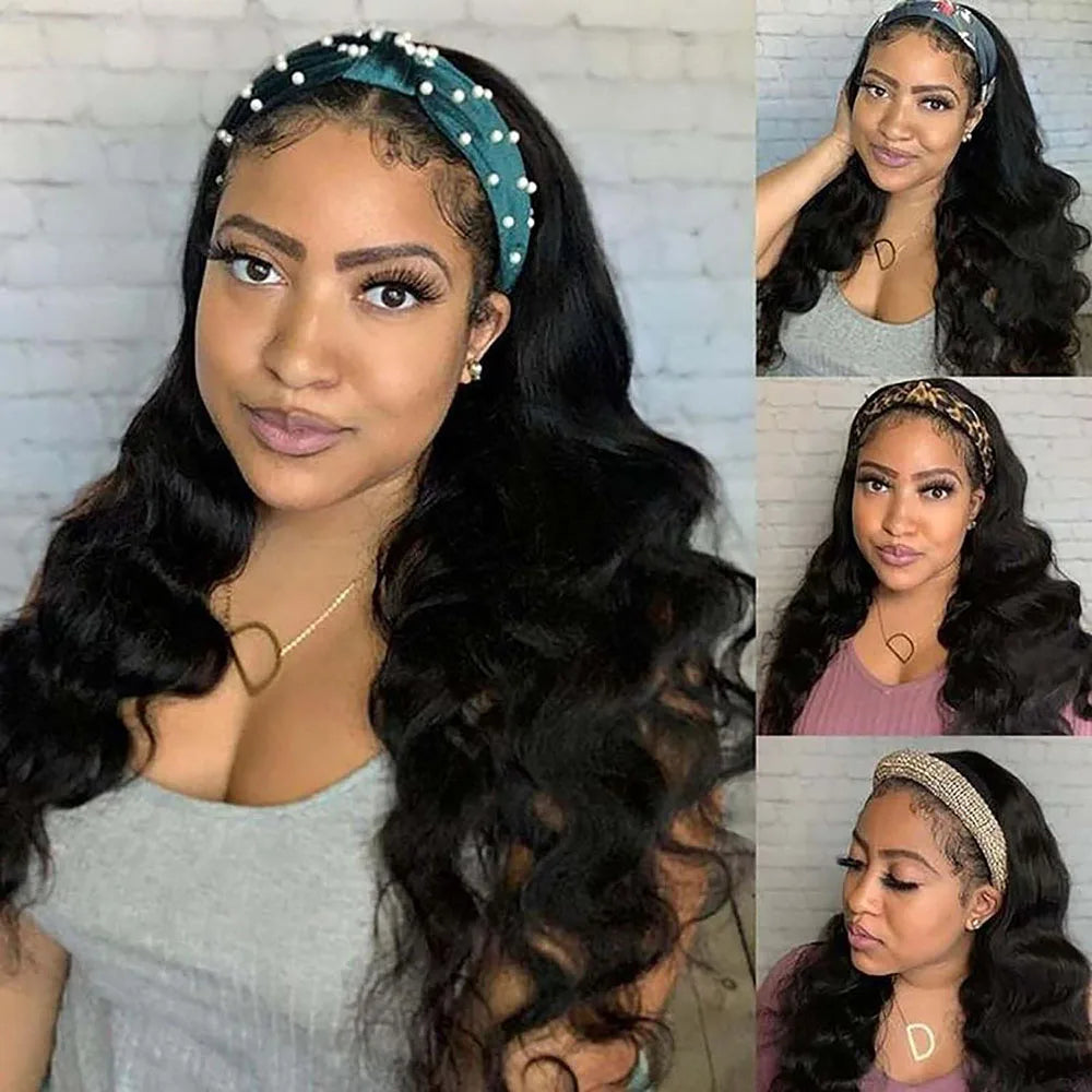 Body Wave Headband Wig – Ready-to-Wear Remy Human Hair Machine-Made Wig for Women