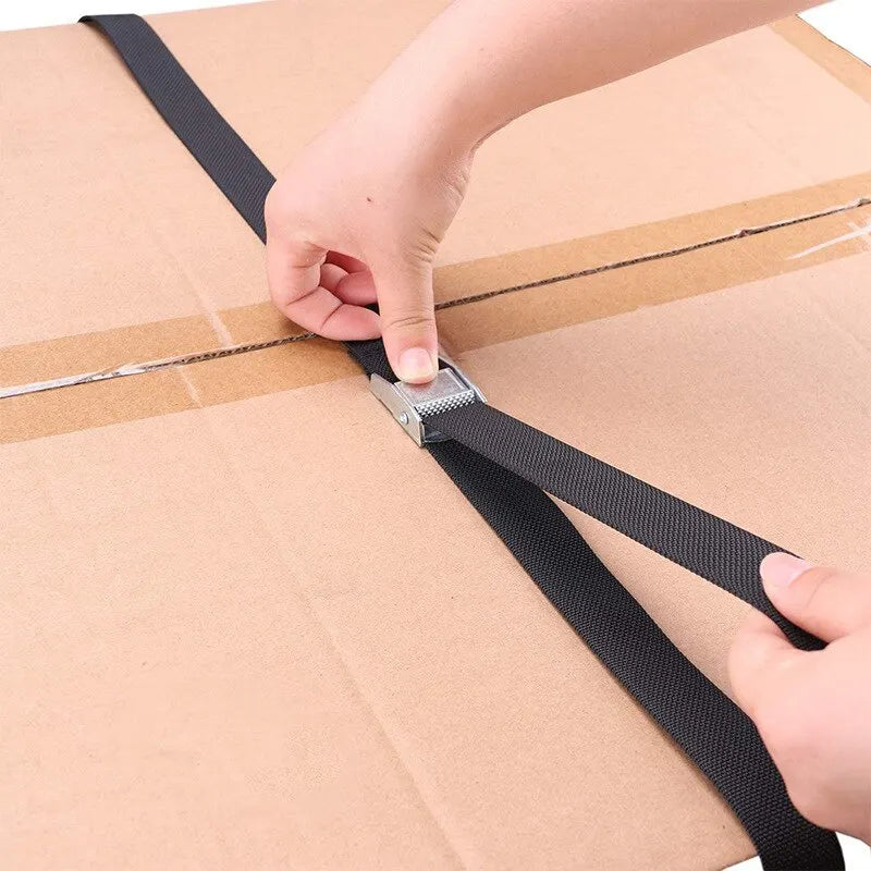 25MM x 2M Zinc Alloy Cargo Straps - Heavy-Duty Pressure Buckle Tensioner for Luggage and Pallet Securing