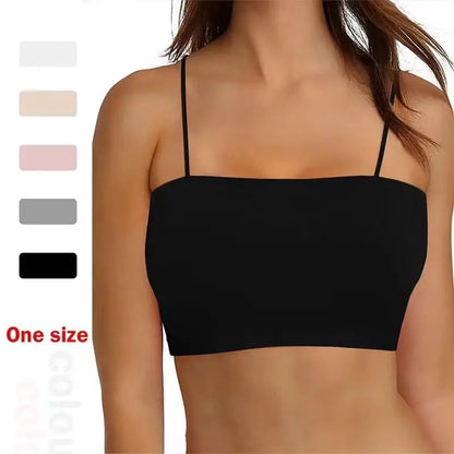 Seamless Women’s Crop Camisole Bralette – Padded Wireless Tank Top, Spaghetti Straps, Backless Stretchy Bra Vest