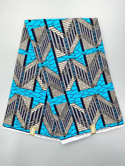 Guaranteed Original African Wax Fabric - 100% Cotton Real Ankara Print 6 Yards for Wedding Dresses & Sewing