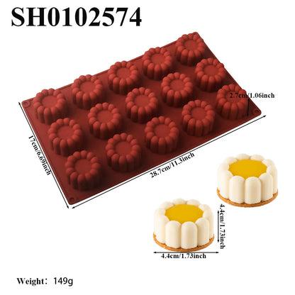 6 or 12 Cell Wavy Lace Cylindrical Silicone Cake Mold — Mousse & Dessert Baking Tool for Party Pastry