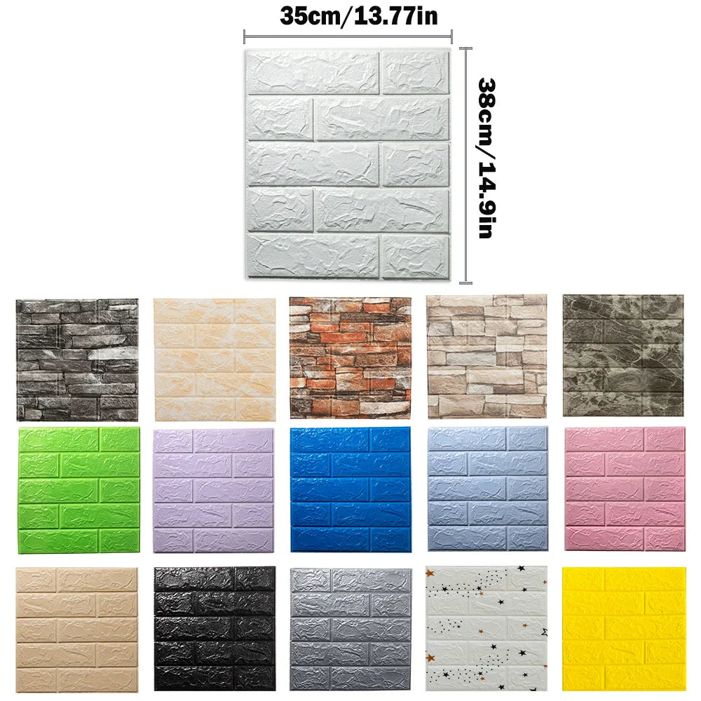 10/20pcs 3D Wall Stickers - Self-Adhesive Foam Panels for Room Decor - Waterproof Peel and Stick Wallpaper for Interior Decoration