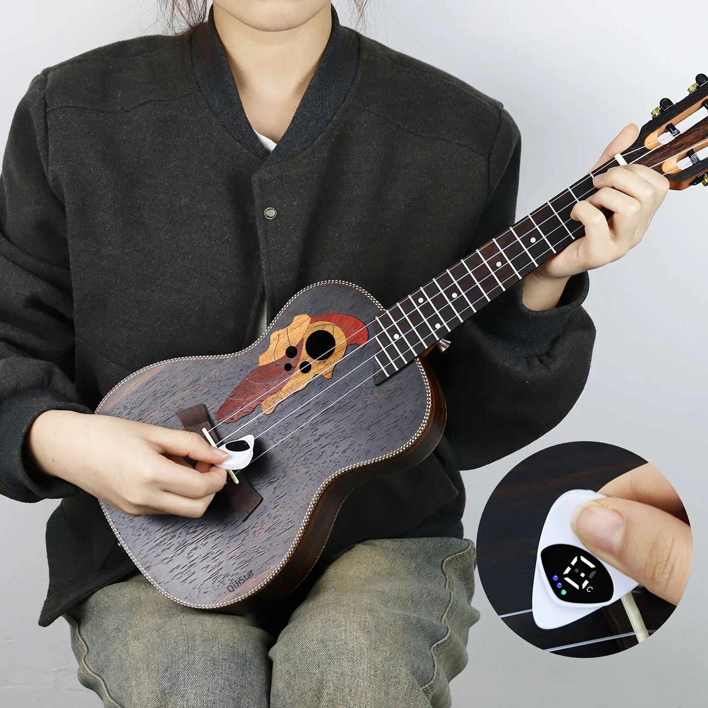 Portable Guitar Pick & Tuner Combo - 2 in 1 Functionality with Pick, Folk Guitar & Ukulele Tuner, 12-Tone Equal Temperament