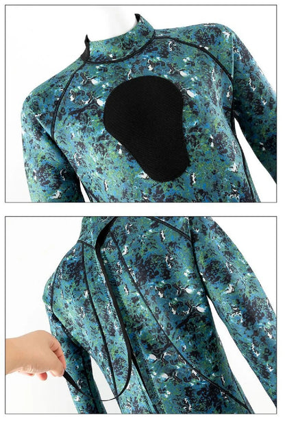 3mm Spearfishing Wetsuit – Neoprene Full Body Thermal Suit for Fishing, Diving, Surfing, Snorkeling & Kayaking, Camouflage Design