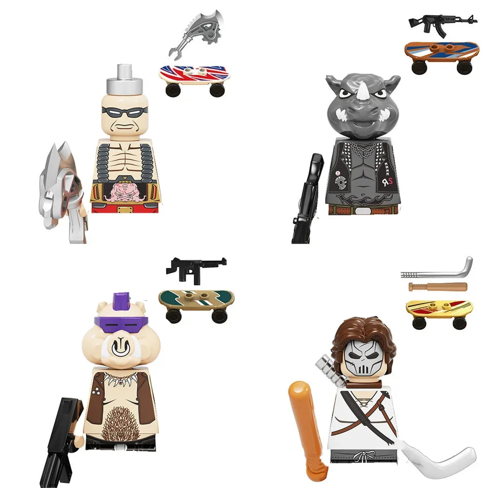 KDL831 Mini Action Figure Building Blocks – Leo, Raph & Don Weapons Movie Bricks MOC DIY Toys for Kids