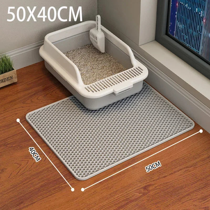 Premium Cat Litter Mat: Waterproof Double Layer Design | Easy-Clean Urine Proof Trapping | Non-Slip & Large Footprint - Ideal Cat Scratch Pad & Toilet Pad Solution!