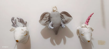 Handmade 3D Felt Animal Heads — Elephant & Swan Wall Hanging Decor for Nursery & Kids’ Bedroom