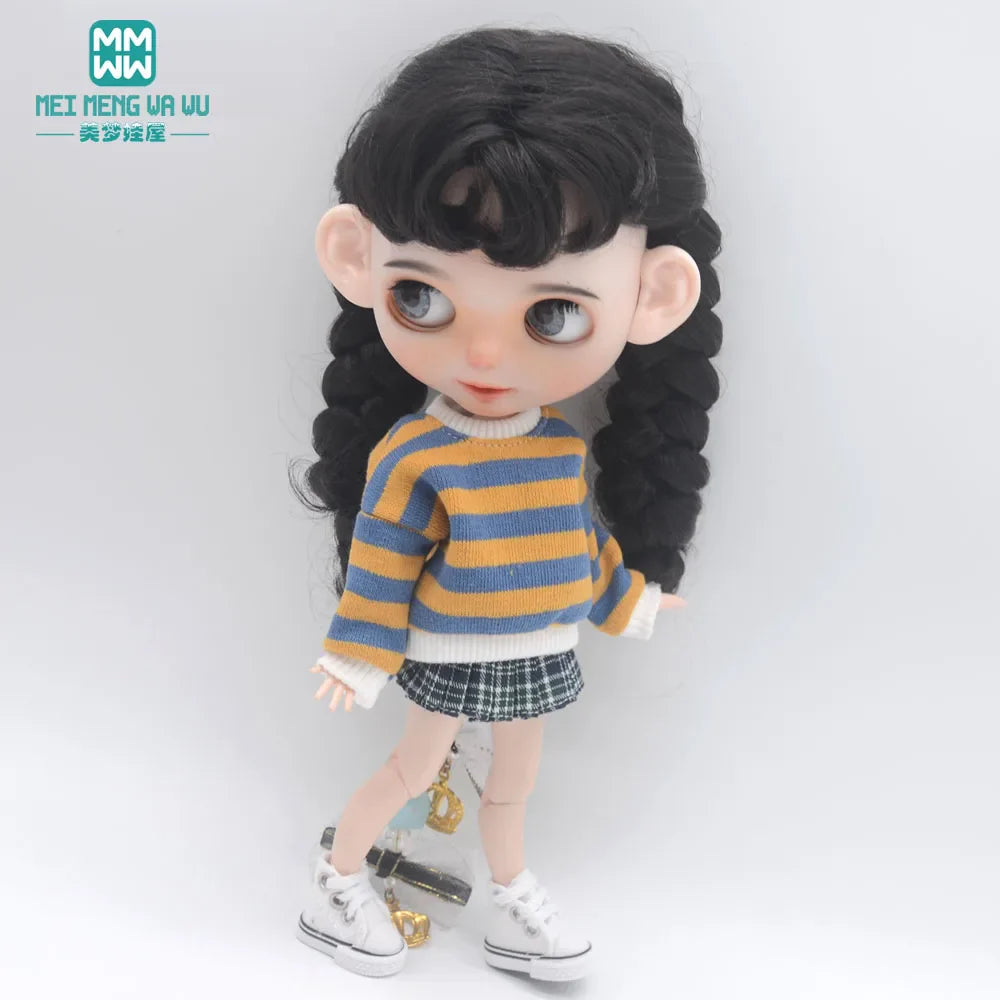 Blythe Doll Accessories Set – Fashion Sweatshirt, Shoe Covers & Sneakers for Blythe & Azone Dolls, Christmas Gift