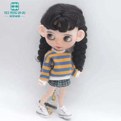 Blythe Doll Accessories Set – Fashion Sweatshirt, Shoe Covers & Sneakers for Blythe & Azone Dolls, Christmas Gift