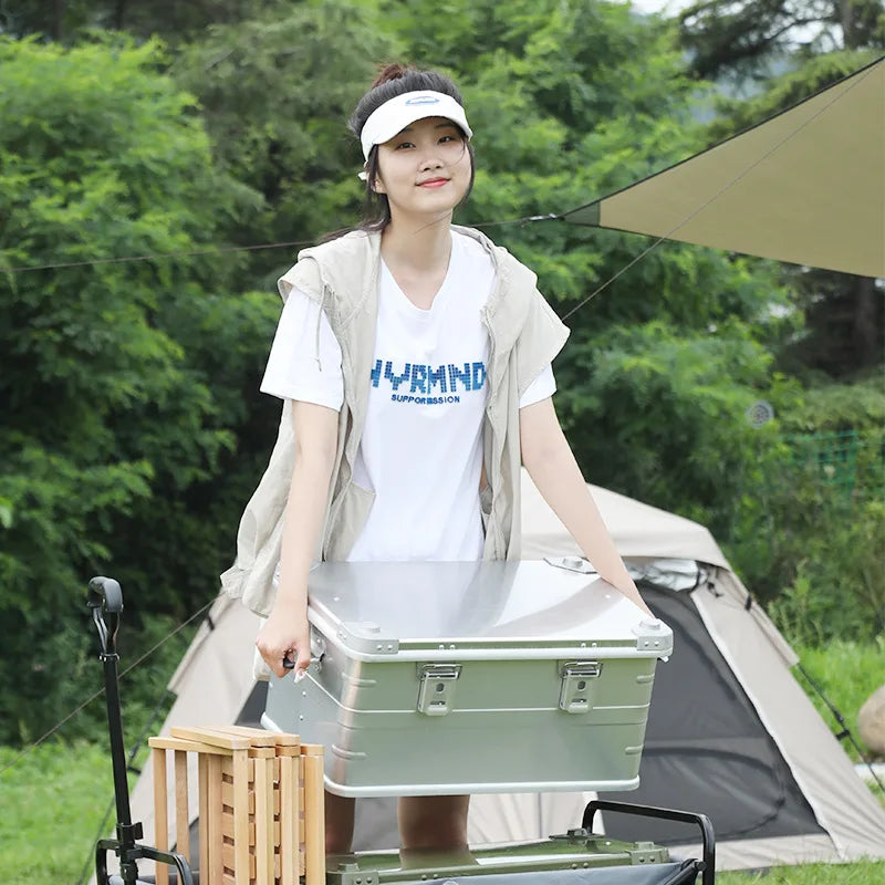 30-80L Large Capacity Aluminum Alloy Box - Camping, Picnic, and Travel Storage Bag for Hiking Accessories and Outdoor Use