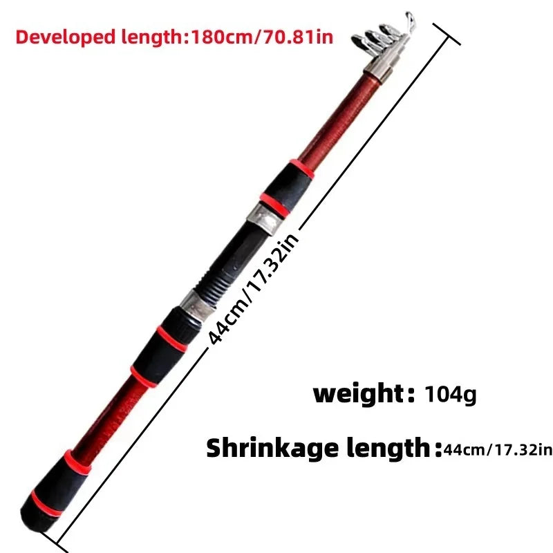 Fishing Pole Set – Full Kit with Telescopic Rod, Spinning Reel, Baits & Hooks, Portable Travel Fishing Gear