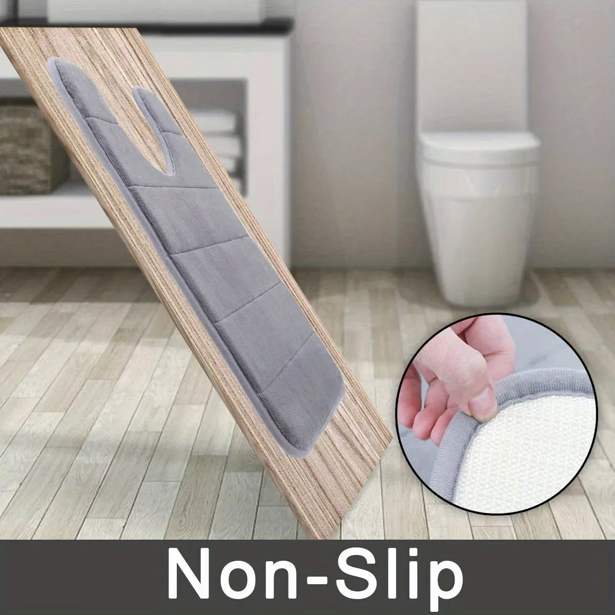 U-Shaped Toilet Mat - Memory Foam Bathroom Carpet, Anti-Skid & Super Absorbent Bath Mat