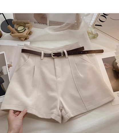 Casual Women’s A-Line Shorts — Vintage Solid High Waist Office & Streetwear Summer Trousers