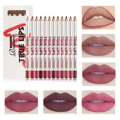 12-Piece Long-Lasting Lipstick Set with Lip Liner & Matte Lip Gloss — Professional Makeup Gift for Women