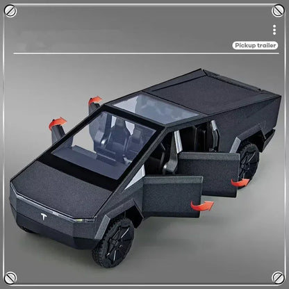1:32 Tesla Cybertruck Diecast Alloy Model Car with Sound & Light – Off-Road Truck Toy Gift for Kids with Carrying Suitcase