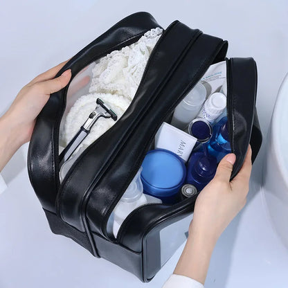 2025 Portable Travel Bag – Dual Transparent Dry & Wet Separation PU Cosmetic Pouch for Fitness and Swimming Essentials