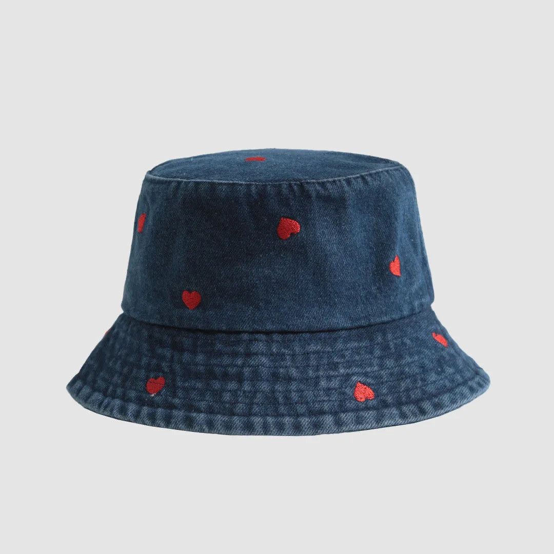 Embroidered Denim Bucket Hat – Summer Beach Fisherman Sun Hat for Men & Women | Cute Travel Cotton Sun Protection Cap, Wholesale Style