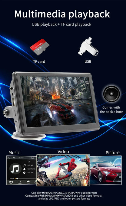 Universal 7-Inch Car Radio Multimedia Player – Wireless CarPlay & Android Auto Touchscreen with Sun Visor B500