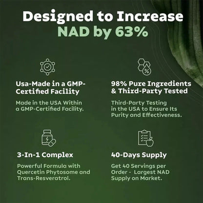 NAD+ Anti-Aging Supplement – Energy, Focus with Nicotinamide Riboside & Resveratrol