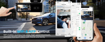 Aprilboy K6 4K WIFI Dash Cam - Front & Rear Dual Lens, 1080P Night Vision, Parking Monitor, Mini Car DVR