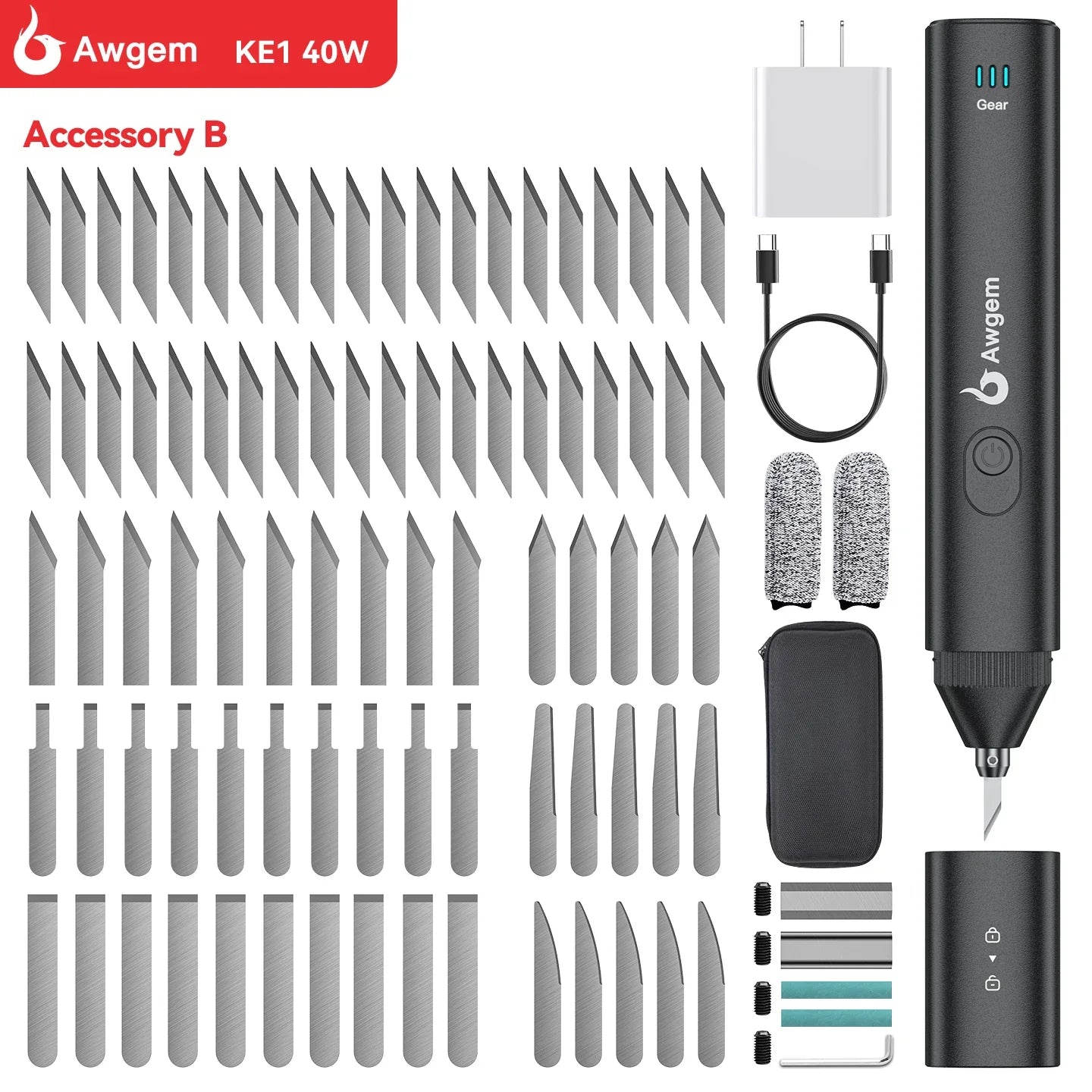Awgem 40KHz Handheld Ultrasonic Cutter — DIY Electric Carving Tool for Plastic, Resin, 3D Printing & Textile Cutting