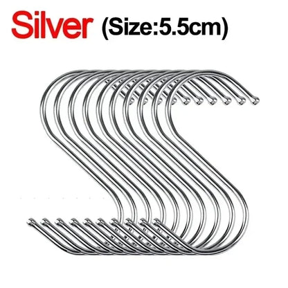 Stainless Steel Sharp Tip S Hooks – Hanging Utensil, Meat, and Clothes Hangers for Kitchen & Butcher Shop