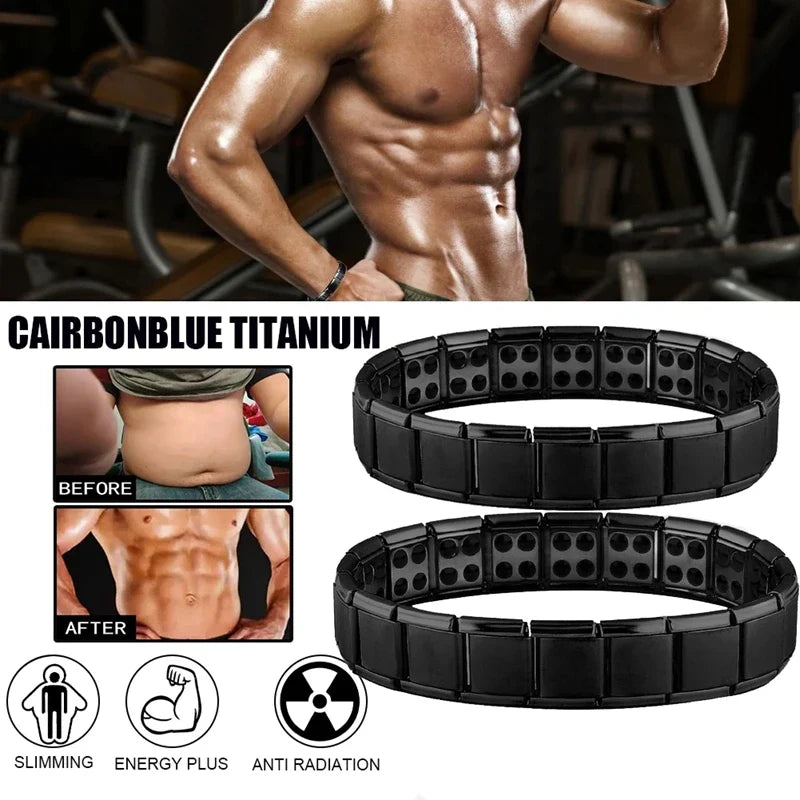 New Stainless Steel Black Germanium Magnetic Chain Bracelet – Health Care Energy Jewelry for Men & Women, Snoring Relief Bracelet