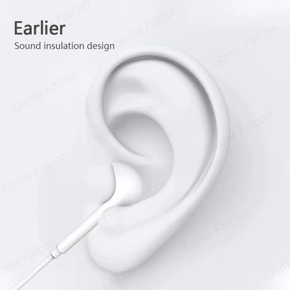 High-Fidelity Bluetooth Wired Headset for iPhone 15/14/13 Pro – Type-C & 3.5mm Compatible with Samsung, Xiaomi, iPad & Tablets