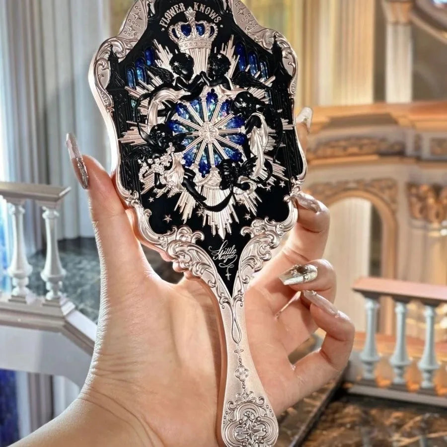 Flower Knows Angel Series Handheld Mirror – White, Black & Pink Compact Mirror