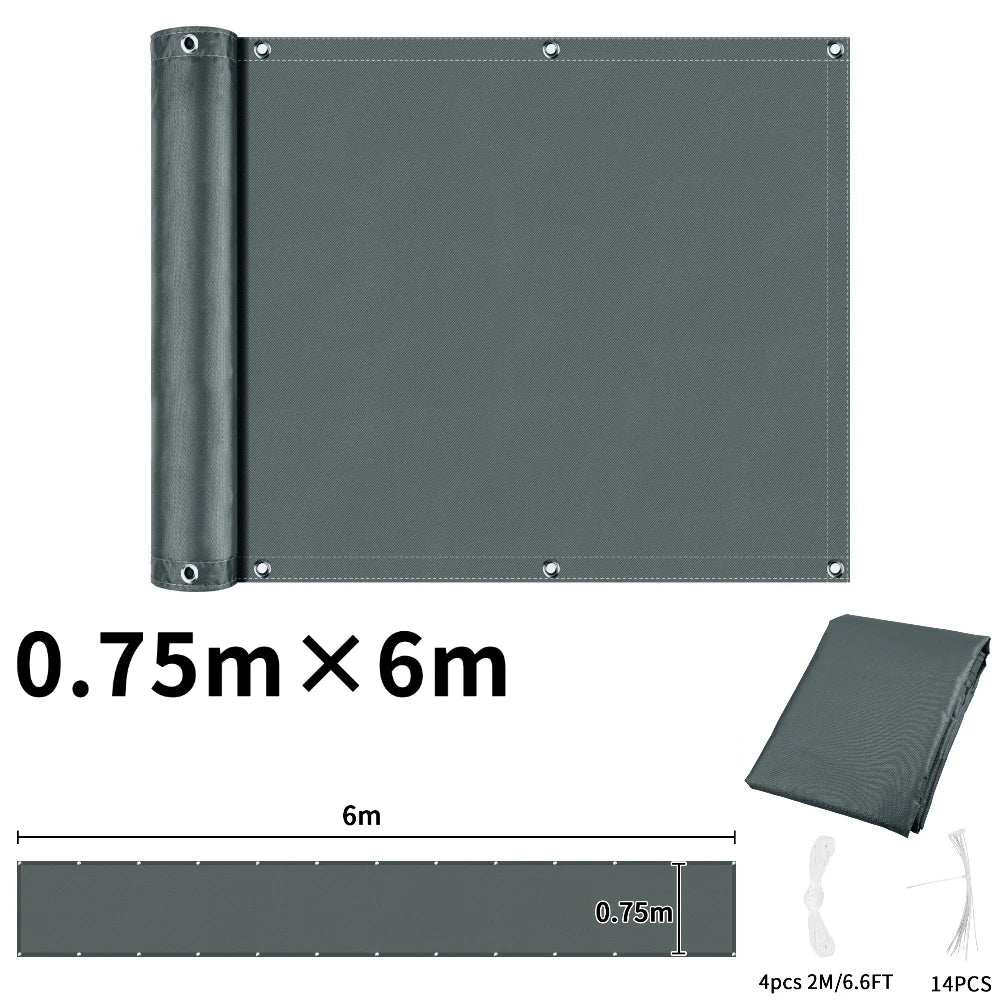 Balcony Privacy Screen Fence Cover with Grommets – Waterproof UV Protection Sunshade Cloth for Patio, Garden & Outdoor Shelter
