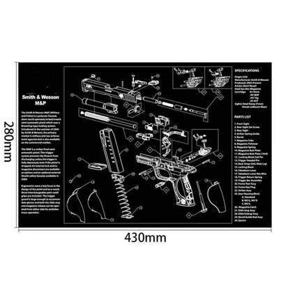 Gun Cleaning Rubber Mat Mouse Pad – AR15, AK47, Remington 870, GLOCK Gen4/Gen5, CZ-75, P220, P226, P229, Beretta 92, 1911 3D Work Mat