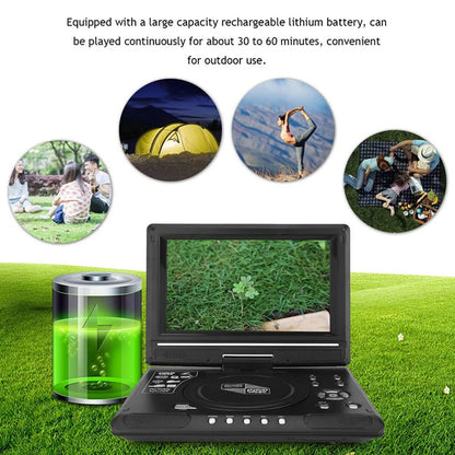 9.8" Portable LCD DVD Player for Car & Home – 270° Swivel Screen, CD/MP3/FM, Game & TV Function