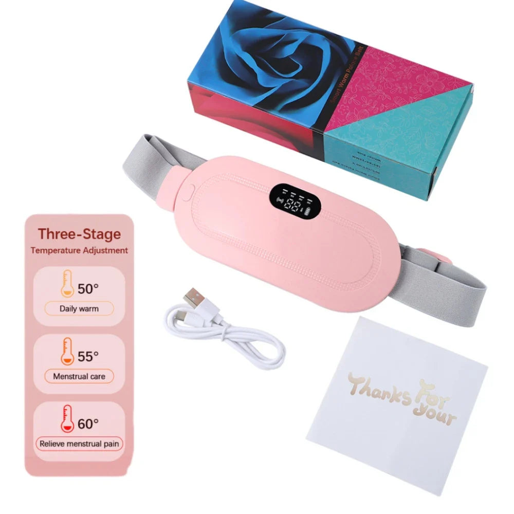 Electric Heating Pad for Women | Menstrual Cramp Relief Vibrator Belt | Abdominal Warmer & Blood Circulation Massager