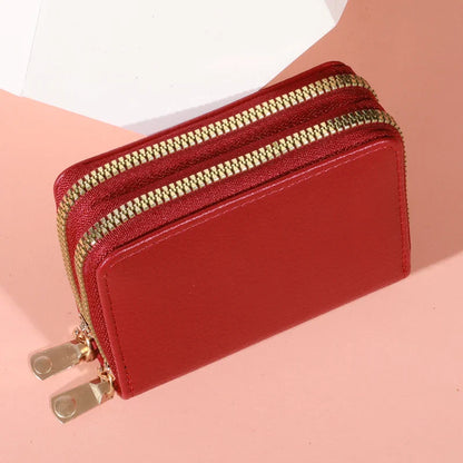 Women’s Zipper Short Purse – Lychee Pattern, Large Capacity Multi-Card & Coin Holder
