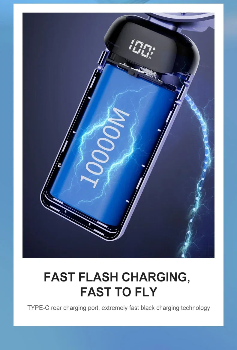 Digital Display USB Handheld Mini Fan – Portable Foldable Silent Fan for Office, Students, Desktop with Multi-Speed Adjustment