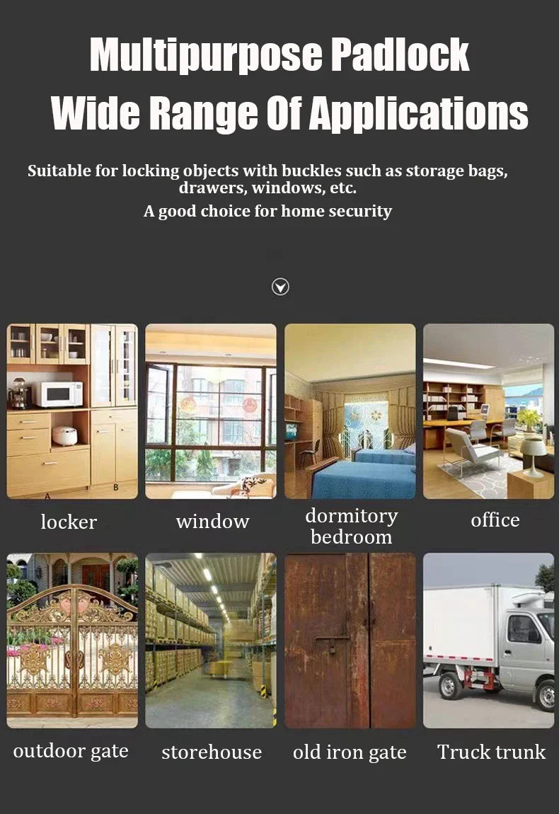 Multifunctional Keyed Padlock – Waterproof, Anti-Rust, Anti-Theft Door & Window Lock with 3 Keys