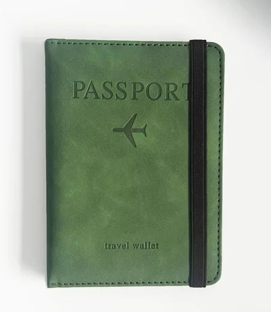 RFID Leather Passport Holder - Vintage Travel Wallet Case for Men & Women with ID and Card Storage