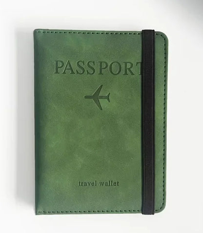 RFID Leather Passport Holder - Vintage Travel Wallet Case for Men & Women with ID and Card Storage