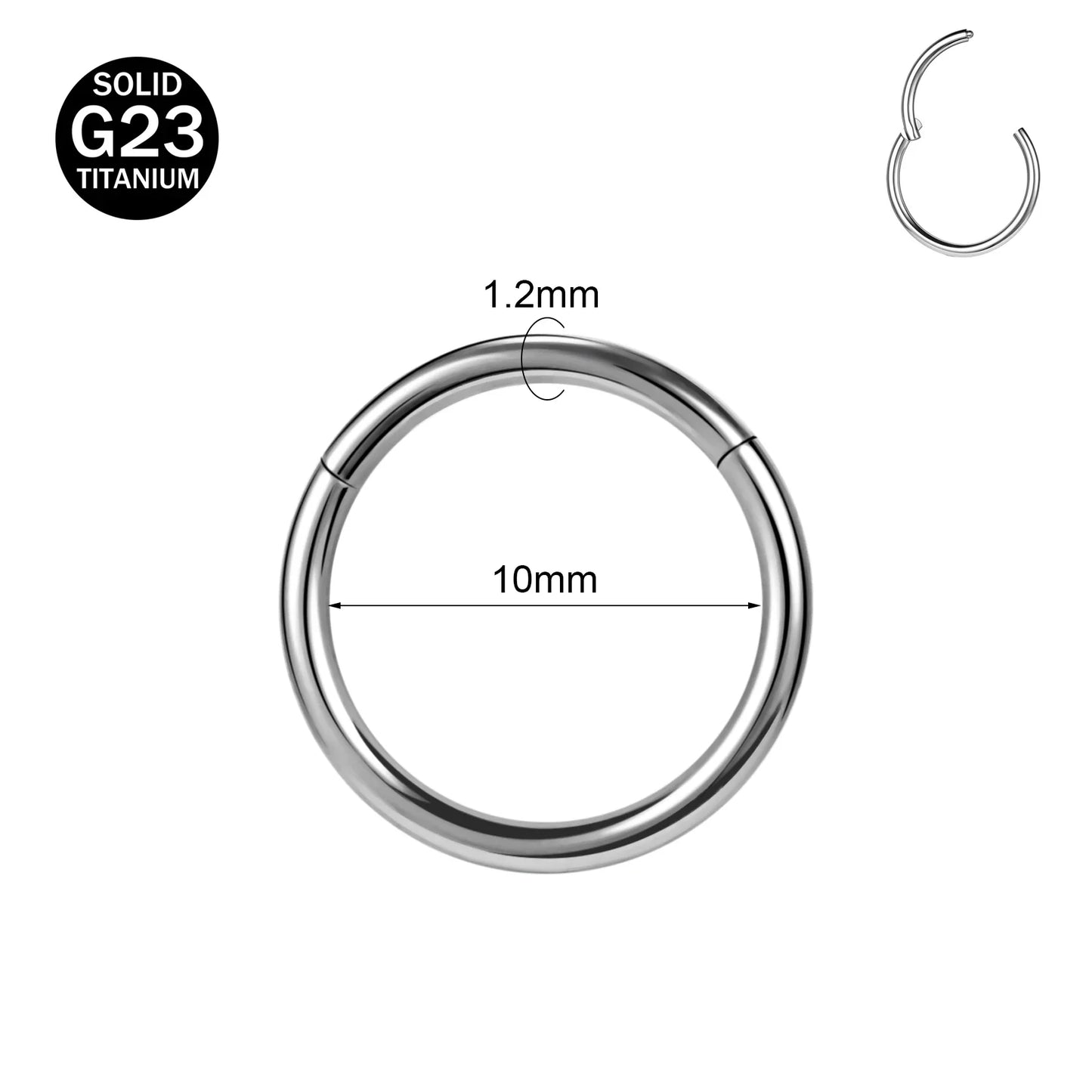 ZS G23 Titanium Steel Nose Ring – Round Septum & Cartilage Piercing Jewelry for Men & Women (20G/18G/16G, 6–14mm)