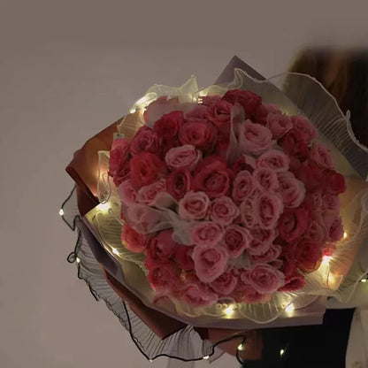 LED Flower Wrapping Paper – Lace Mesh Lighted Bouquet Packaging for Wedding, Birthday & Gift Decorations