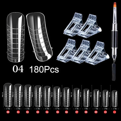 180pcs Sandwich Dual Nail Forms – 15 Sizes Coffin & Almond Nail Extension Molds for Manicure, Top & Bottom Forms