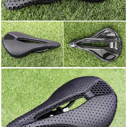 RYET Ultra Full Carbon 3D Printed Bike Saddle — 145mm Lightweight MTB Seat with High Modulus Carbon Fiber Base