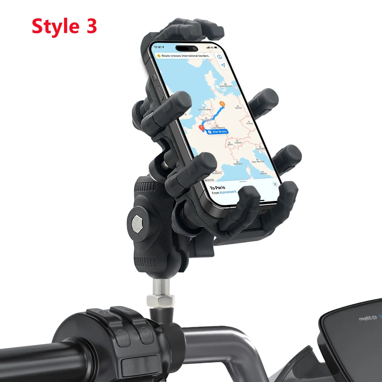 Aluminum Motorcycle Handlebar Phone Holder – Anti-Vibration Navigation & Mirror Mount Stand