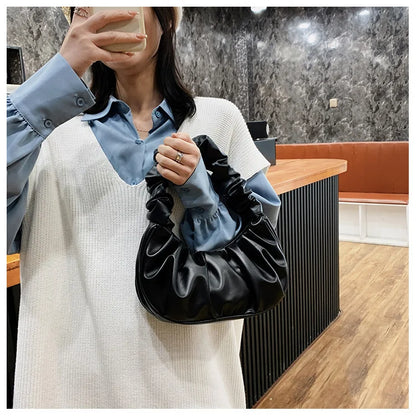 Fashion Pleated Cloud Handbag for Women – PU Leather Shoulder Bag, Casual Armpit Bag & Shopping Tote