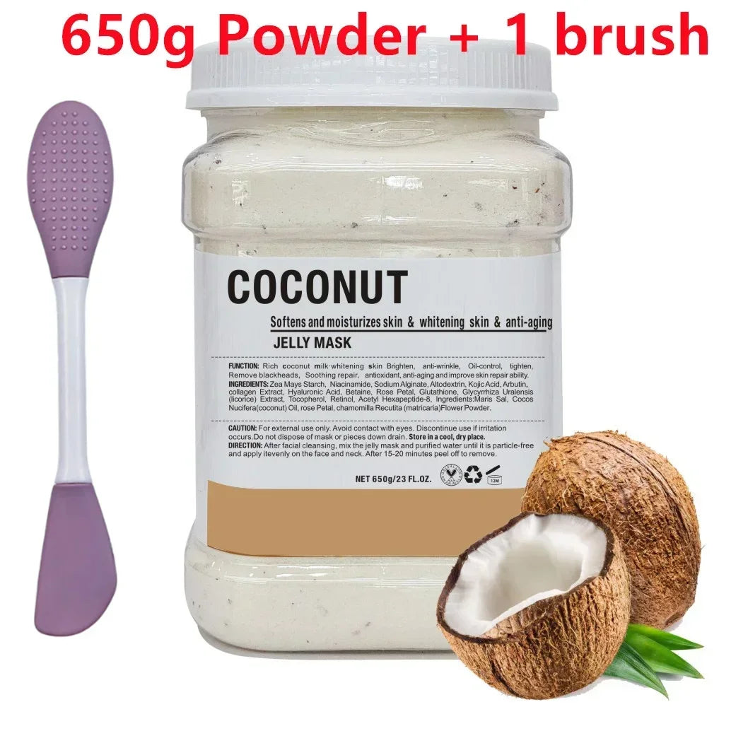 650g Chamomile Hyaluronic Acid Facial Moisturizing Mask Powder with Silicone Brush, Rose Jelly Mask for Skin Elasticity