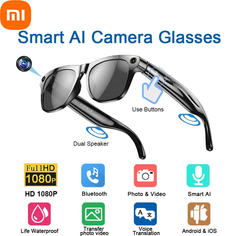 Xiaomi AI 8K Smart Glasses — 120MP Camera, Waterproof, Bluetooth Calls & Music, Picture Recognition, ChatGPT, 2025 New