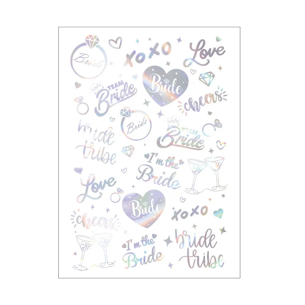 Waterproof Gold Foil Temporary Tattoo Stickers – Crown & Ring Bridal Party Body Art Decals